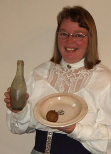 Karen Autio with Empress of Ireland Artifacts